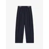 Loewe Womens Navy Blue Belted Wide-leg Wool-silk Blend Trousers In Blue