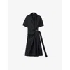 Loewe Pinstripe Draped Midi Dress In Navy/grey