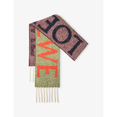 Loewe Branded Alpaca And Wool-blend Scarf In Multi