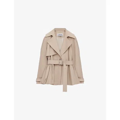 Loewe Womens Notched-lapel Cotton Jacket Beige In Neutral