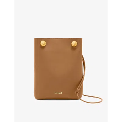 Loewe Womens  Pebble Branded Leather Cross-body Pouch In Oak