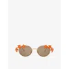 Loewe Womens Orange  X Paula's Ibiza G314frlx04 Daisy Field Oval-frame Stainless-steel Sunglasses In Orange