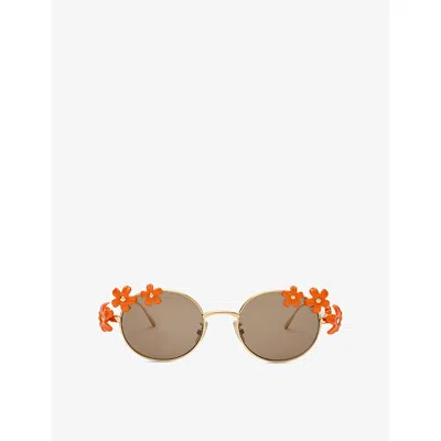 Loewe Womens Orange  X Paula's Ibiza G314frlx04 Daisy Field Oval-frame Stainless-steel Sunglasses