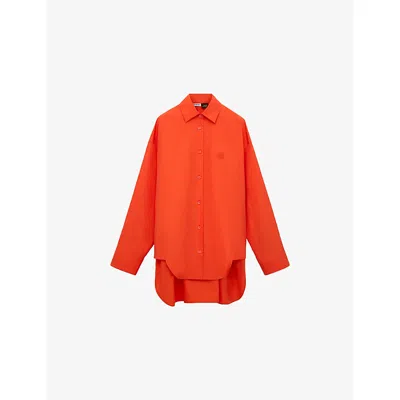 Loewe Womens Orange  X Paula's Ibiza Long-sleeve Anagram-embroidered Cotton Shirt