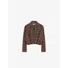 Loewe Wool-blend Draped Check Print Jacket In Orange