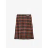 Loewe Check Pleated Midi Skirt In Brown