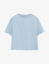 LOEWE ANAGRAM-EMBROIDERED RAW-HEM COTTON-BLEND T-SHIRT