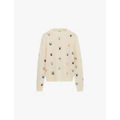 Loewe X Louis Wain Embroidered Wool Sweater In White