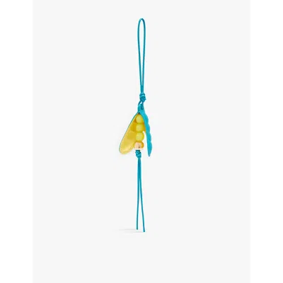 Loewe Leather Pea Pod Charm In Dep Turq/baby Corn