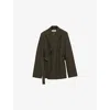 Loewe Khaki Green Double-breasted Wool Jacket Women In Green