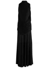 Loewe Womens Pebble Draped Satin-jersey Black Maxi Dress Uk10/m In Black