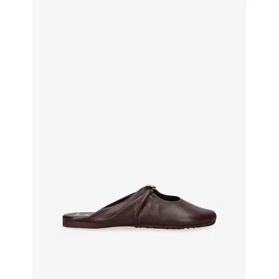 Loewe Womens Pebble Soft Ballerina Leather Mules Wine Eur 39 / 6 Uk In Brown