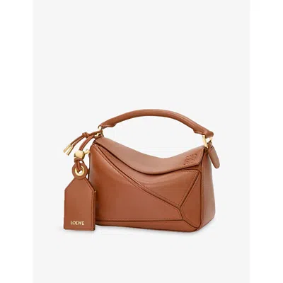 Loewe Womens Pecan Featherlight Puzzle Mini Leather Top-handle Bag