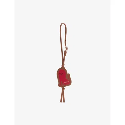 Loewe Womens Pecan/red Lion Tag Leather Bag Charm