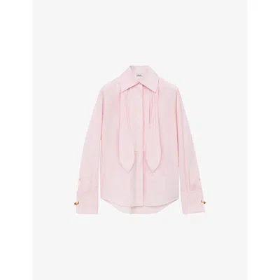 Loewe Womens Long-sleeve Intergrated-tie Cotton-poplin Shirt Pink