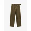 Loewe Cotton-silk Pleated Relaxed Trousers In Green