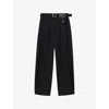Loewe Womens  Pleated Adjustable-belt Wool Trousers In Black