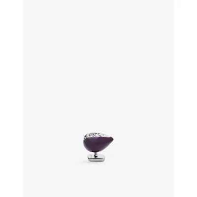 Loewe Womens Purple Fig Branded Brass Pin