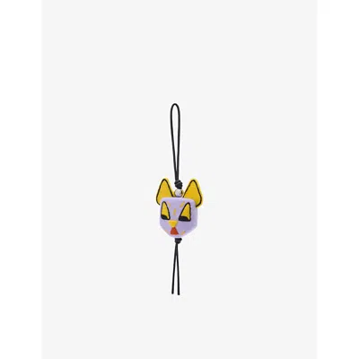 LOEWE WOMENS PURPLE/YELLOW FUTURIST CAT WOOL-FELT CHARM