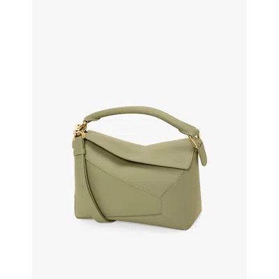 Loewe Womens Puzzle Edge Small Leather Cross-body Bag Eucalyptus Green