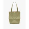 Loewe Puzzle Fold Mini Tote Bag In Shiny Leather In Eucalyptus Green