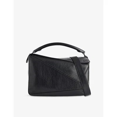 Loewe Womens Black Puzzle New Large Leather Top Handle Bag