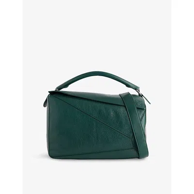 Loewe Womens Evergreen Puzzle New Large Leather Top Handle Bag In Green