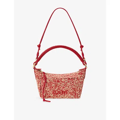 Loewe Womens Red Cala Melange Raffia Mini Bag