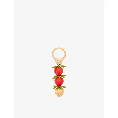 Loewe Womens Strawberry Acetate And Brass Charm Red/gold