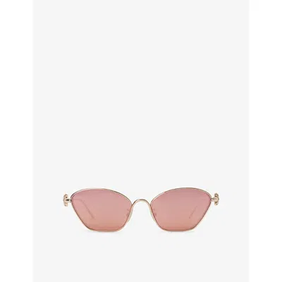 Loewe Womens Rose Gold Anagram Bombe Hexagon-frame Metal Sunglasses