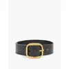 Loewe Leather Rounded-rectangle Belt In Black/vintage Brass