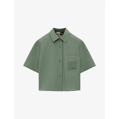 LOEWE WOMENS SAGE LOEWE X PAULA'S IBIZA SHORT-SLEEVE COTTON-BLEND SHIRT