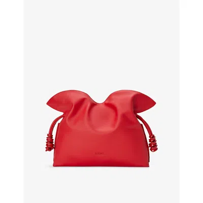 Loewe Womens Scarlet Red Flamenco Leather Clutch Bag