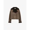 Loewe Womens  Shearling Boxy-fit Leather Jacket In Brown