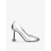 Loewe Toy Metallic Leather Stiletto Pumps In Silver