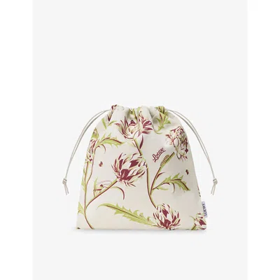 Loewe Womens Soft White  X Paula's Ibiza Artichoke Small Canvas Drawstring Pouch