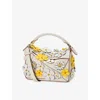 Loewe Womens Soft White  X Paula's Ibiza Puzzle Small Daisy-embellished Leather Top-handle Bag In Red