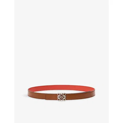 Loewe Womens Squirrel Sunrise Anagram Reversible Leather Belt In Brown