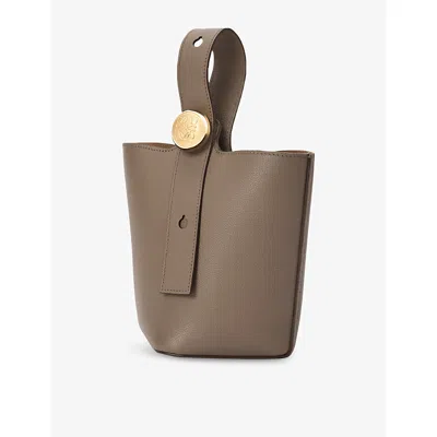 Loewe Womens Taupe Pebble Mini Leather Bucket Bag