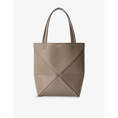 Loewe Womens Taupe Puzzle Fold Mini Leather Tote Bag