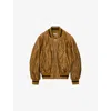 Loewe Womens Toffee Crinkled-texture Striped-trim Woven Bomber Jacket In Brown
