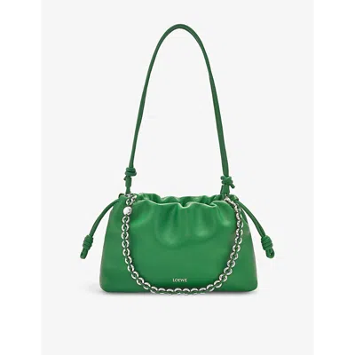 Loewe Womens Tropical Green Flamenco Medium Leather Shoulder Bag