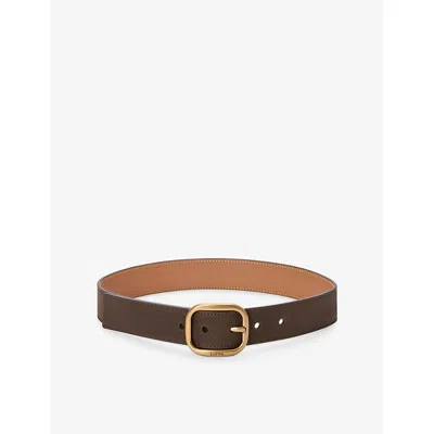 Loewe Leather Rounded-rectangle Belt In Brown