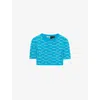 Loewe Text-print Knitted Top In Turquoise/ecru