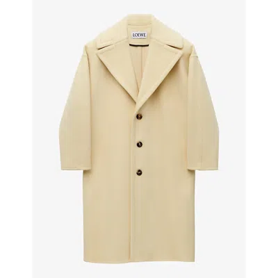 Loewe Womens  Broad-collar Dropped-shoulder Wool Coat In Vanilla