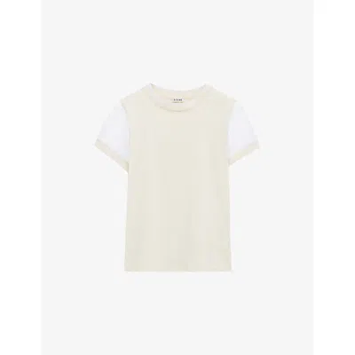 Loewe Womens  Colour-block Slim-fit Stretch Cotton-blend T-shirt In Neutral