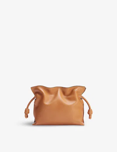 Loewe Xl Leather Flamenco Clutch Bag In Warm Desert