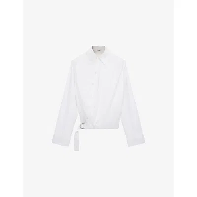 Loewe Womens  Draped Long-sleeve Cotton Blend Shirt In White