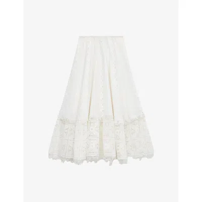 Loewe Womens White  X Paula's Ibiza Cotton And Silk-blend Midi Skirt