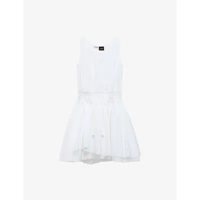 Loewe Womens White Drawstring-waist Layered Cotton-blend Mini Dress